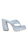 Gia Borghini Woman Thong Sandal Sky Blue Size 8 Textile Fibers In Blue