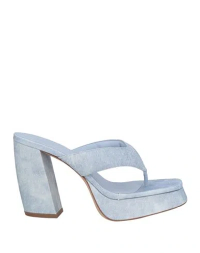 Gia Borghini Woman Thong Sandal Sky Blue Size 8 Textile Fibers
