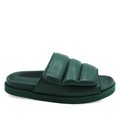 Gia Borghini Women's Gia 3 Padded Leather Slides In Cliff Green