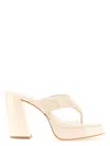 Gia Borghini Block Heel Leather Sandal With Platform Sole In Neutral