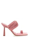 Gia Borghini Square Toe Braided Strap Sandal In Pink