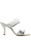 Gia Borghini X Pernille Perni 90mm Leather Mules In Gray