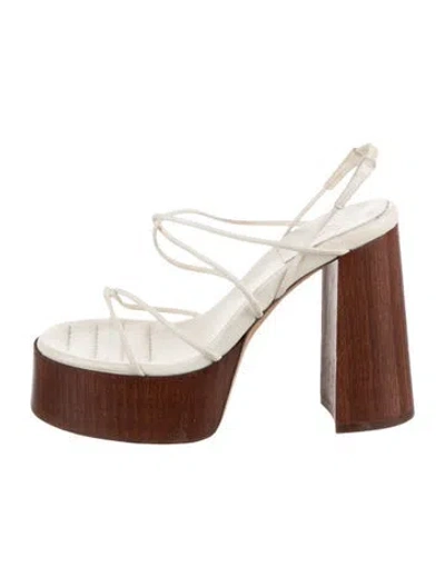 Pre-owned Gia Borghini X Rosie Huntington-whiteley 'rosie Platform Sandal' Leather Slingback Sandals In Brown