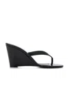 Gia Borghini X The Grandquist Leather Wedge Sandals In Black