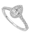 Gia Certified Diamonds Diamond Pear Halo Engagement Ring (1 Ct. T.w.) In 14k White Gold In Silver