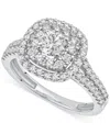 Gia Certified Diamonds Gia Certified Diamond Double Halo Engagement Ring (1-1/4 Ct. T.w.) In 14k White Gold In White Gold