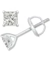 Gia Certified Diamonds Gia Certified Diamond Princess-cut Stud Earrings (1 Ct. T.w.) In 14k White Gold In Gold