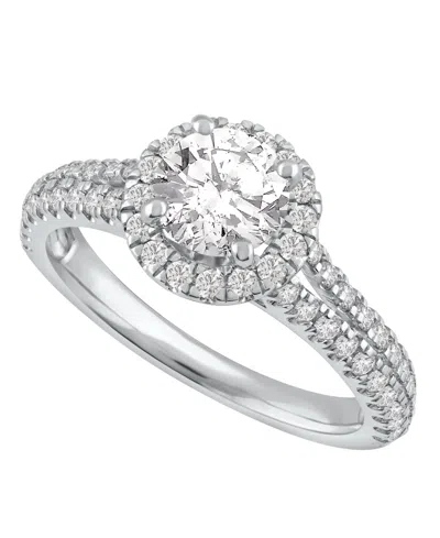 Gia Certified Diamonds Halo Engagement Ring (1-1/4 Ct. T.w.) In 14k Yellow Or White Gold In Silver