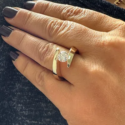 Pre-owned Gia Certified 14k Solid Yellow Gold Round Diamond Tension Engagement Ring 1.20ct