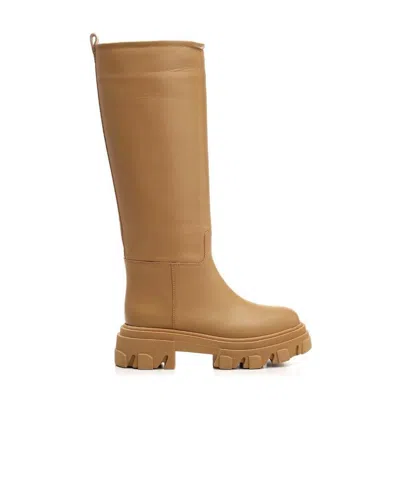 Gia Couture Logo Long Sleeve And Knee Boots In Brown