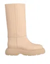 Gia Couture Knee Boots In Beige