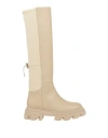GIA COUTURE GIA COUTURE WOMAN BOOT CREAM SIZE 6 LEATHER, TEXTILE FIBERS