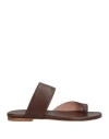 Gia Couture Woman Toe Strap Sandals Brown Size 7 Soft Leather In Brown