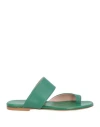 Gia Couture Woman Toe Strap Sandals Green Size 6 Soft Leather