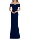 Gia Franco Conspicuous Off-the-shoulder Dress In Navy In Blue