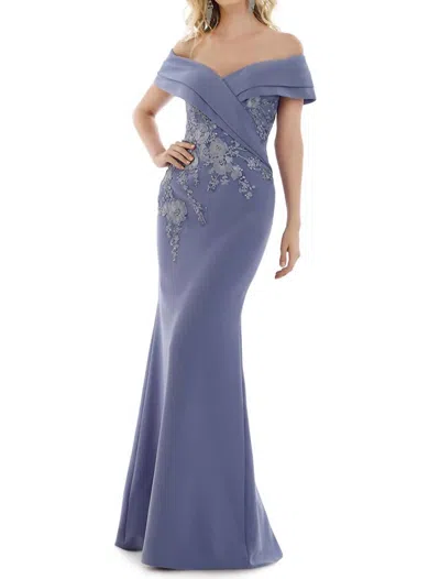 Gia Franco Floral Off Shoulder Dress In Venice Blue