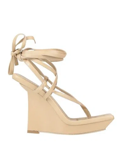 Gia Rhw Gia / Rhw Woman Thong Sandal Beige Size 7 Leather In Brown