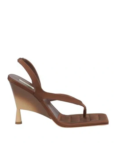 Gia Rhw Gia / Rhw Woman Thong Sandal Cocoa Size 10 Textile Fibers In Brown