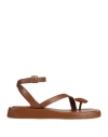 Gia Rhw Gia / Rhw Woman Thong Sandal Tan Size 6 Leather In Brown