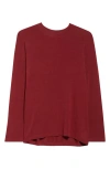 Gia Studios Amir Long Sleeve Viscose Blend T-shirt In Burgundy