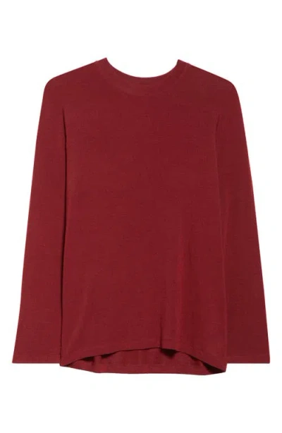 Gia Studios Amir Long Sleeve Viscose Blend T-shirt In Burgundy