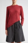 Gia Studios Amir Long Sleeve Viscose Blend T-shirt In Burgundy