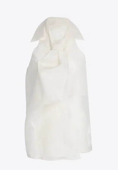 Gia Studios Annie Organza Silk Top In Cream