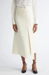Gia Studios Asymmetric Wool Blend Midi Skirt In Cream