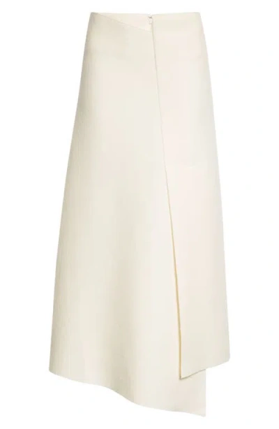 Gia Studios Asymmetric Wool Blend Midi Skirt In Cream