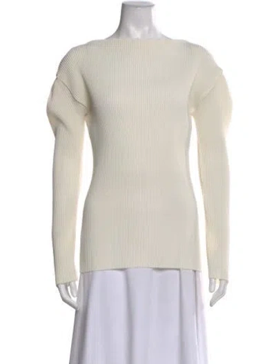 Pre-owned Gia Studios Bateau Neckline Long Sleeve Top In Neutral