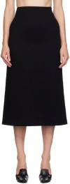 Gia Studios Black Raw Edge Midi Skirt In Black