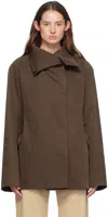 GIA STUDIOS BROWN HIGH NECK COAT