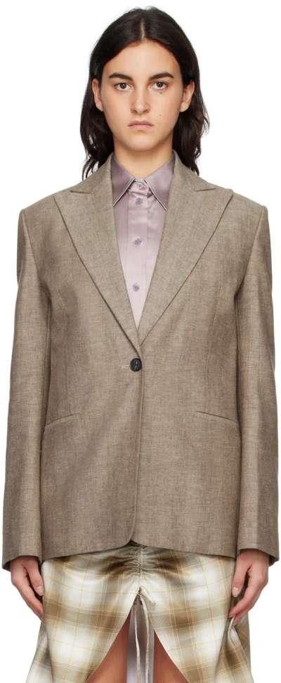 Gia Studios Brown Striped Blazer In Melange Brown