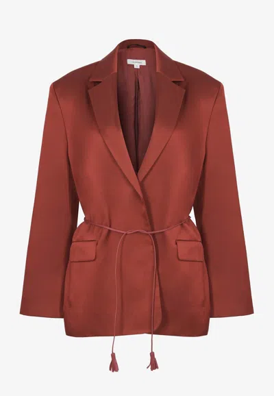 Gia Studios Chusa Belted Satin Blazer In Red