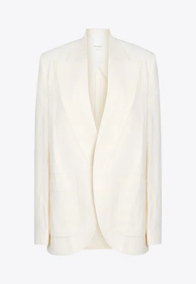 Gia Studios Dori Single-breasted Linen Jacket In Cream