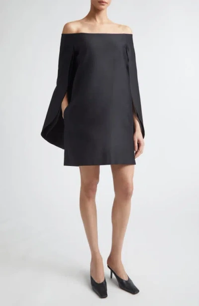 Gia Studios Dove Wool & Silk Off The Shoulder Dress In Black