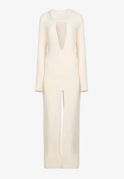 Gia Studios Felted Maxi Dress With Cut-out In White