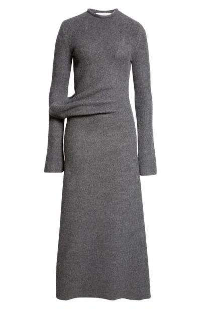 Gia Studios Folded Long Sleeve Wool & Cotton Sweater Dress In Dark Grey