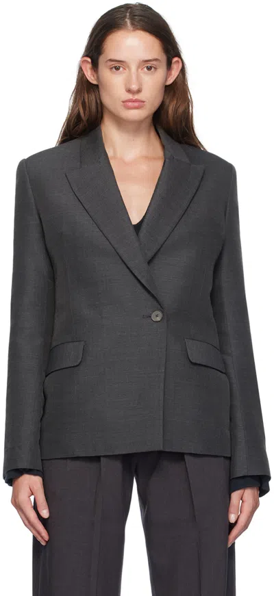 Gia Studios Gray Single Breasted Blazer In Grey
