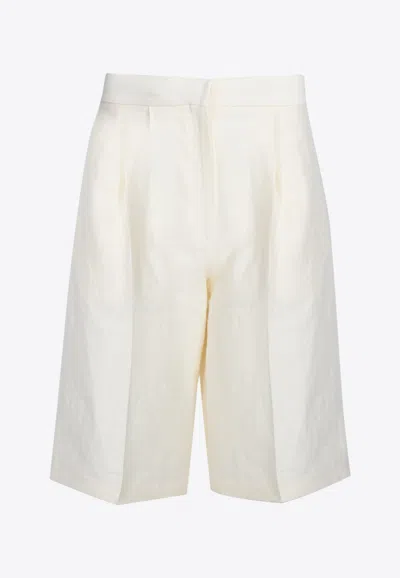 Gia Studios Helene Bermuda Linen Shorts In Cream