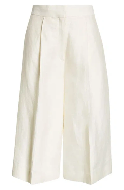 Gia Studios Helene Pleated Linen Blend Trouser Shorts In Cream