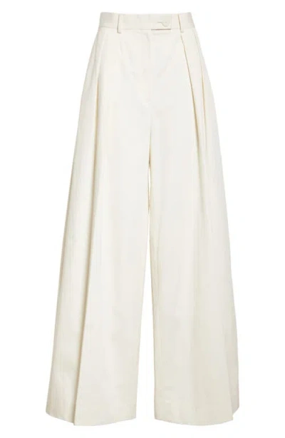 Gia Studios Hoa Pleated Wide Leg Trousers In Milk