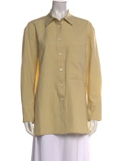 Pre-owned Gia Studios Long Sleeve Button-up Top In Neutral