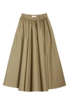 Gia Studios Niko Pleated Taffeta Skirt In Khaki