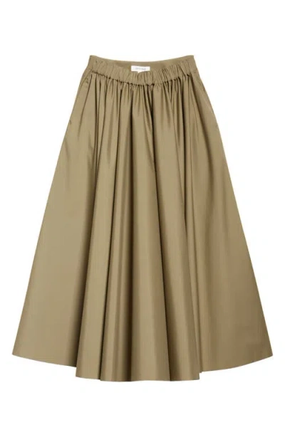 Gia Studios Niko Pleated Taffeta Skirt In Khaki
