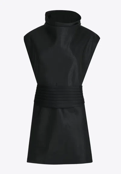 Gia Studios Obi Linen Top With Belt In Black