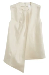Gia Studios Odette Asymmetric Silk Top In Cream