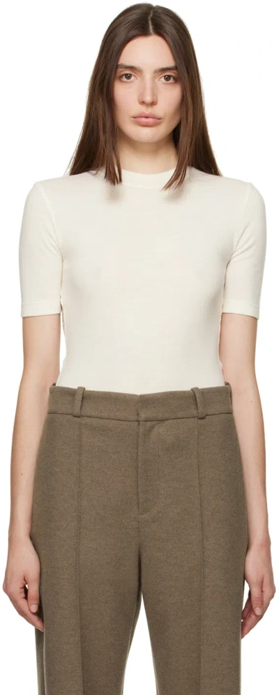 Gia Studios Off-white Crewneck Bodysuit In Cream
