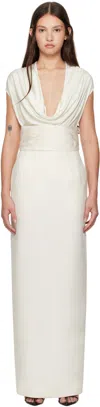 Gia Studios Off-white Tux Maxi Skirt In Cream