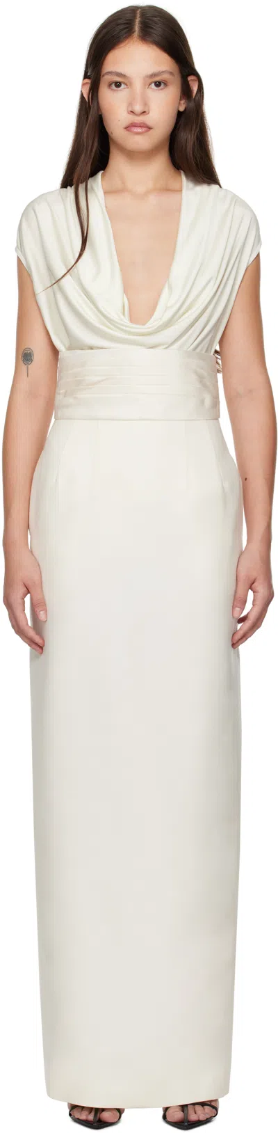 Gia Studios Off-white Tux Maxi Skirt In Cream